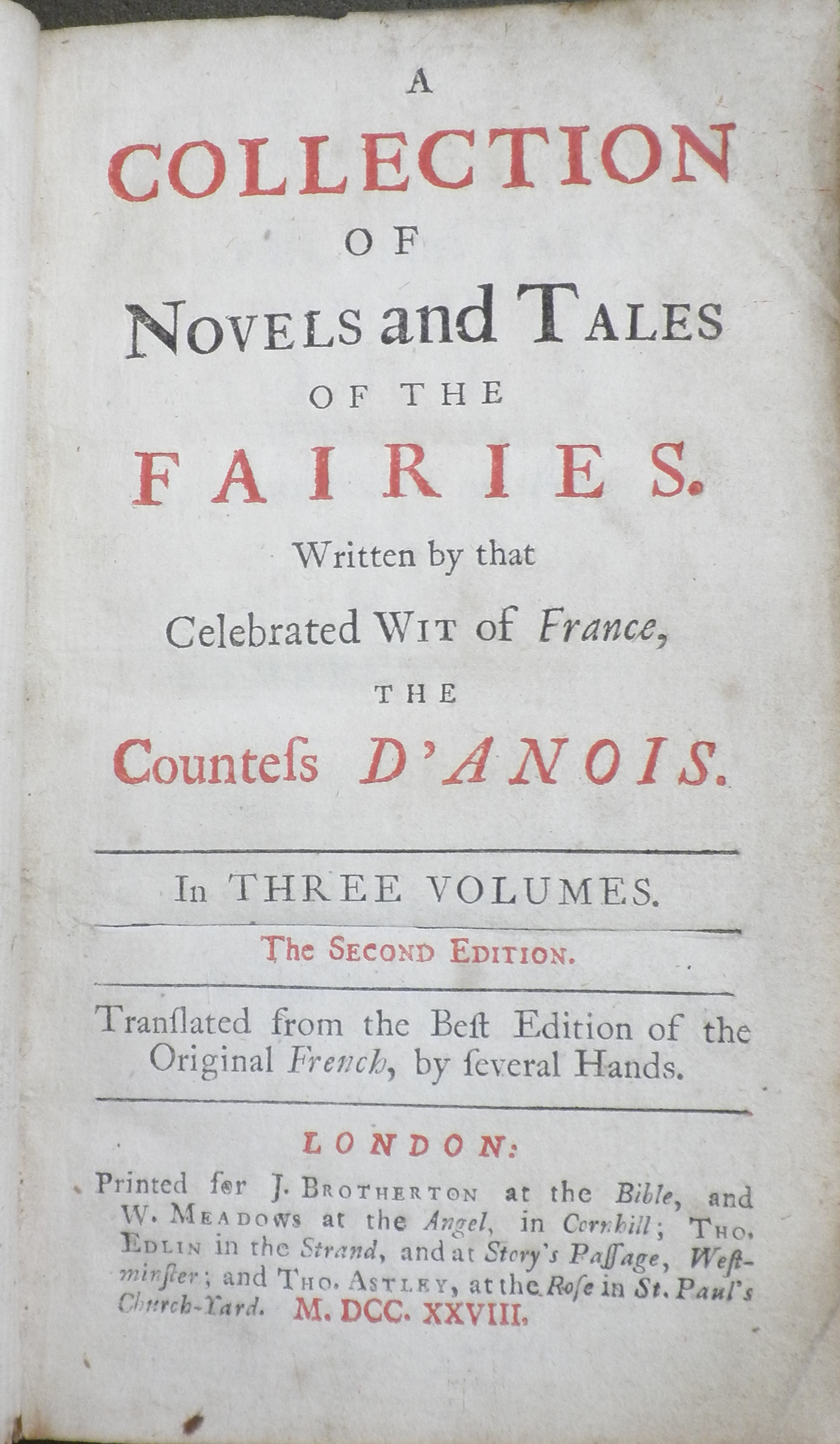 Image of the title page of A Collection of novels and tales of the Fairies.